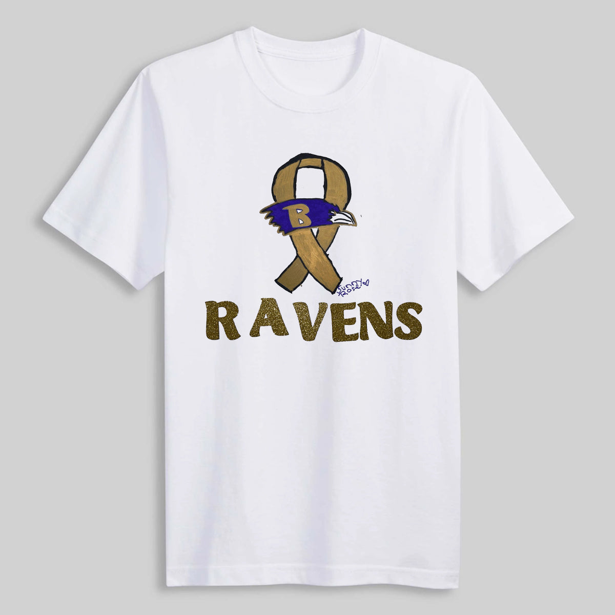 Ravens Ribbon Drawing Crucial Catch Game Shirt