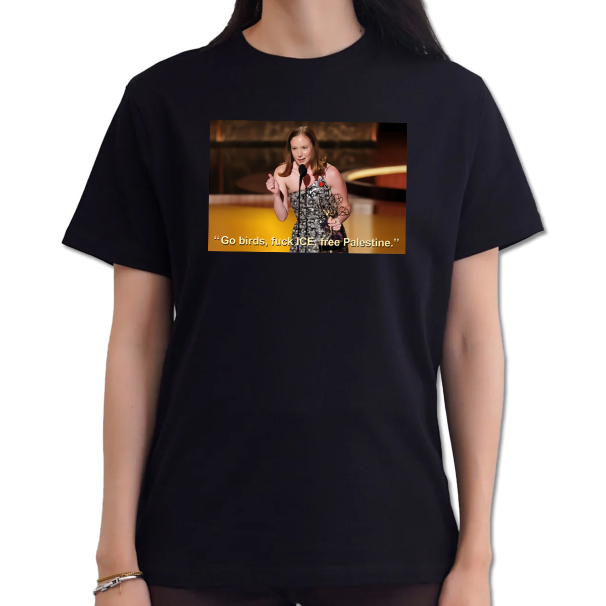 Hannah Einbinder Go Birds Fuck Ice Free Palestine Shirt